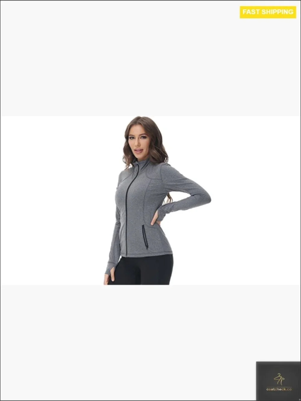 Zip Up Athletic Jacket Womens Workout Running Lightweight Full Zip Thumbhole